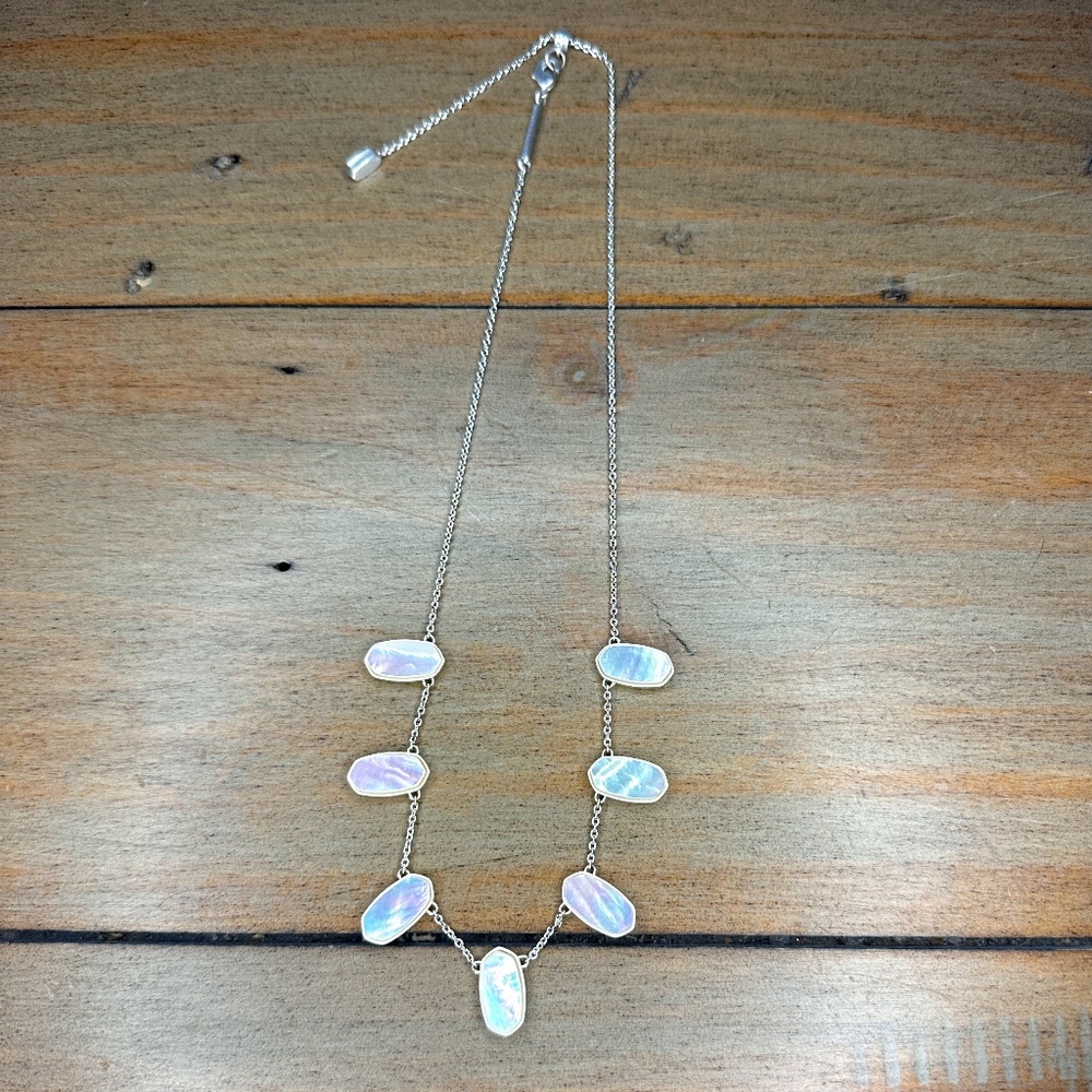 KENDRA SCOTT ** UNICORN ** Silver White Mother of Pearl Station Necklace "Meadow